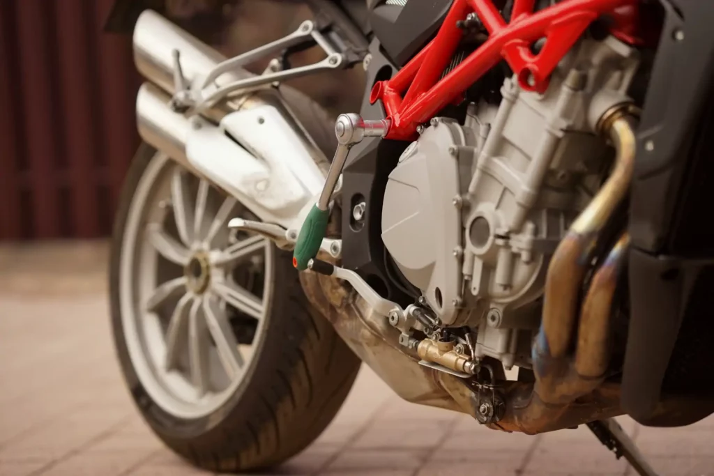 a motorbike standing at the repairing and maintena