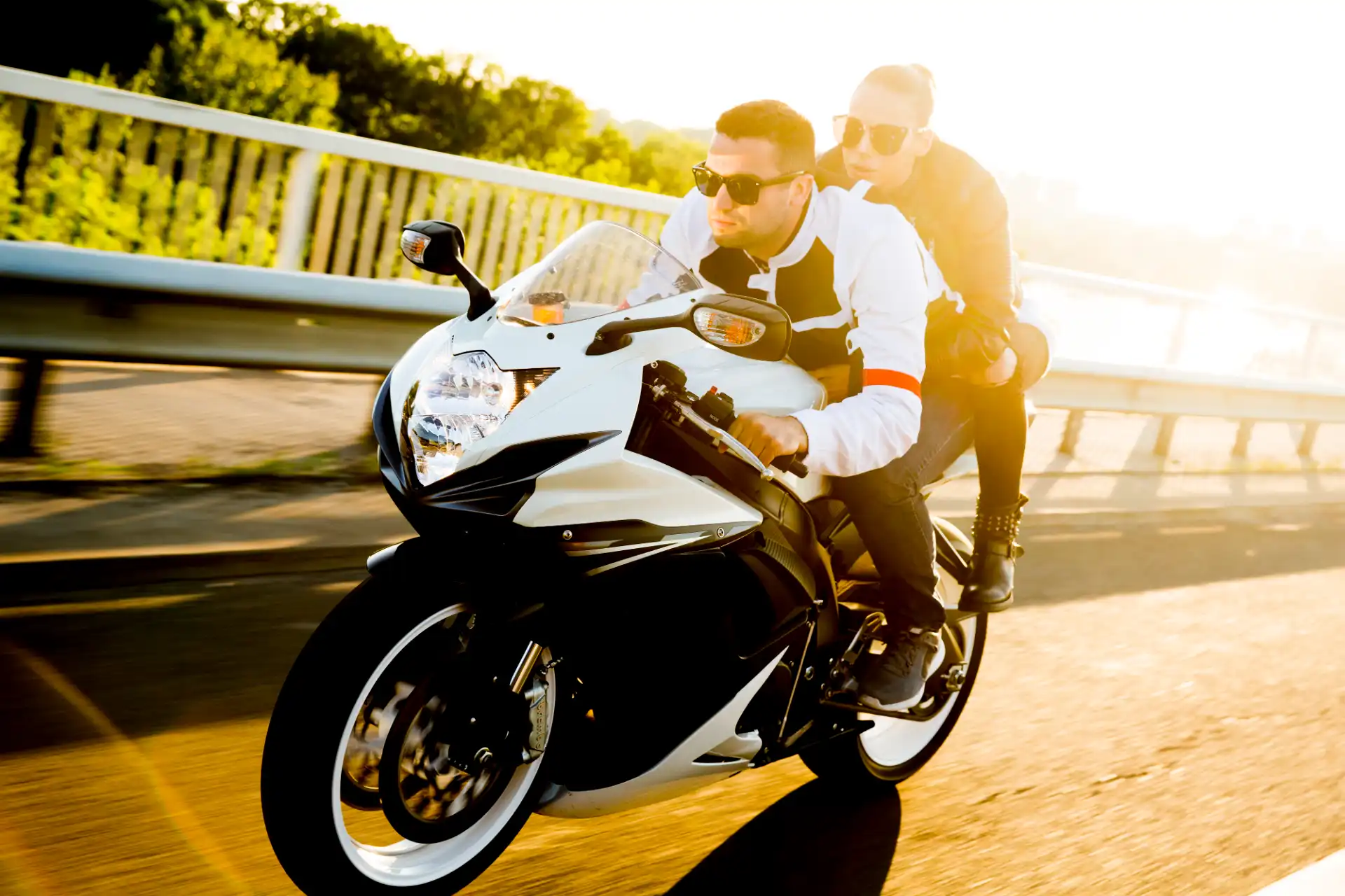 couple on motorcycle